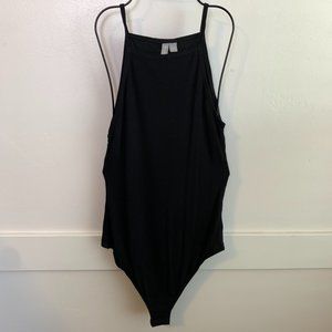 ASOS Black Ribbed Square Neck Sleeveless Bodysuit